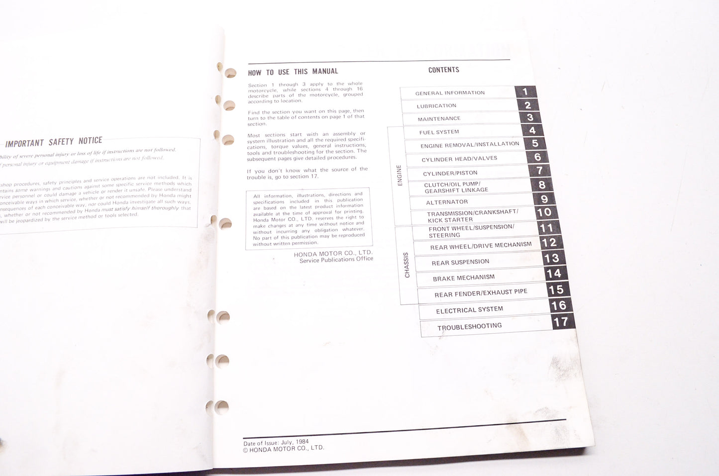 OEM Honda 6196502 Service Manual 83-85 ATC200X