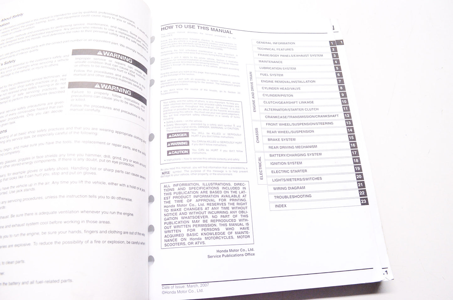 Honda Service Shop Manual TRX250EX TRX250X 2006-2014