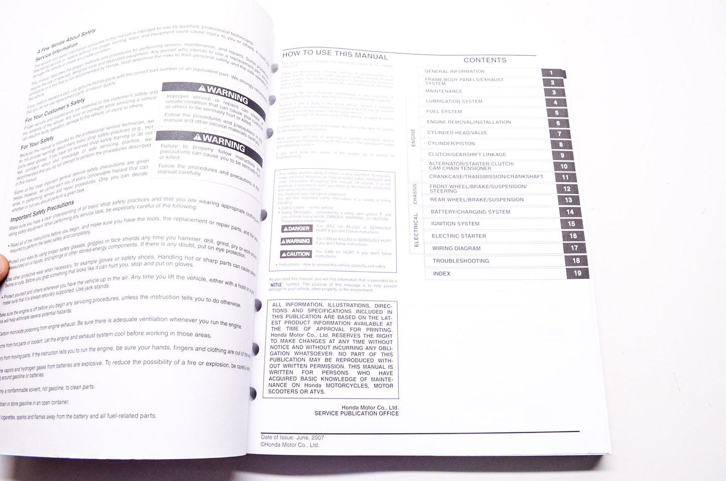 Honda Service Shop Manual TRX90 TRX90EX/X 2006-2015