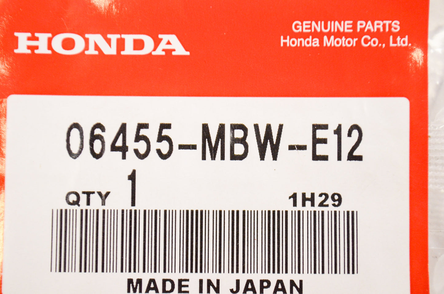 OEM Honda 06455-MBW-E12 Front Pad Set NOS