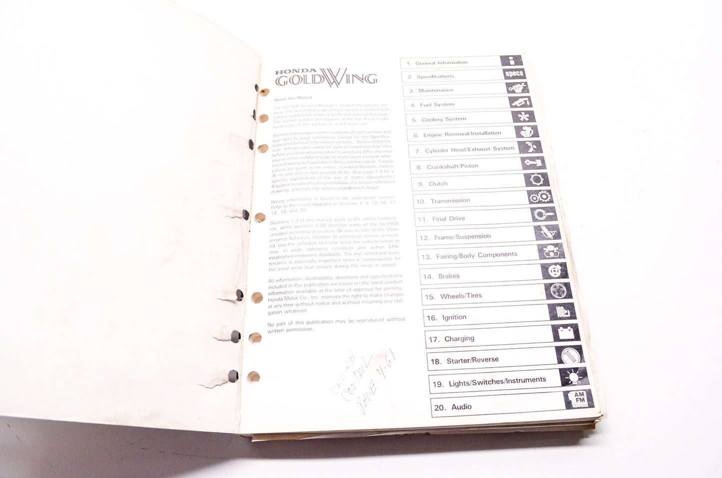 Honda Goldwing GL1500 1989 Service Shop Manual