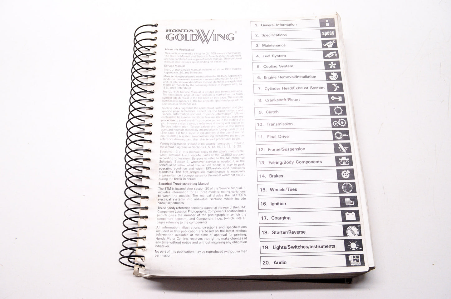 OEM Honda 61MW500-AH, 3524980 Goldwing Gl1500 Service Shop Electrical Troubleshooting Man