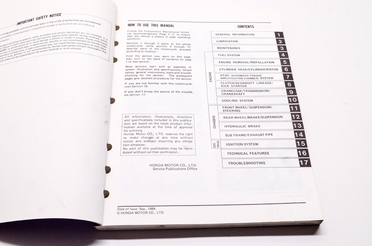 OEM Honda 61KA303 Service Manual 84-85 CR125R