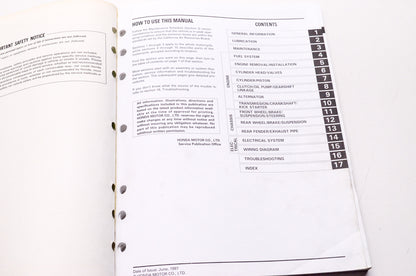 Honda Service Shop Manual 86-99 XR200R