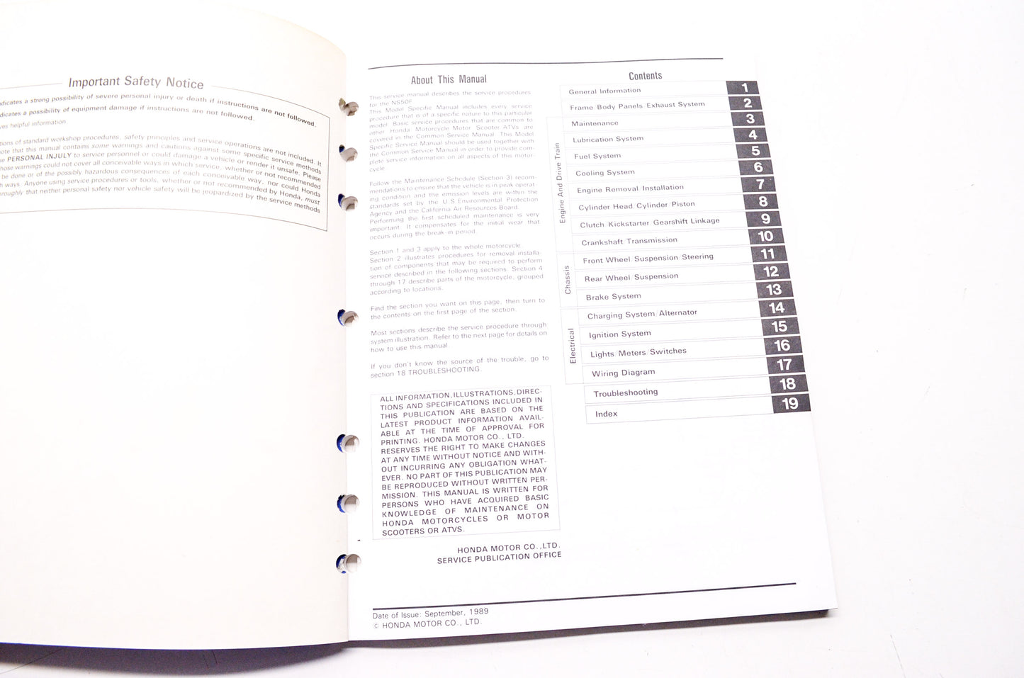 OEM Honda 61GE200 Service Manual NS50F'90