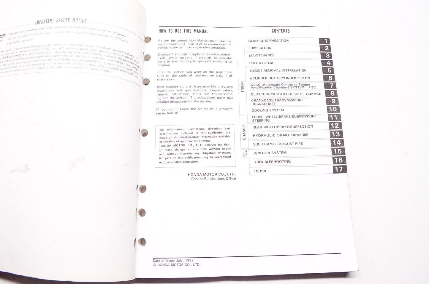Honda Service Shop Manual 85-94 CR80R
