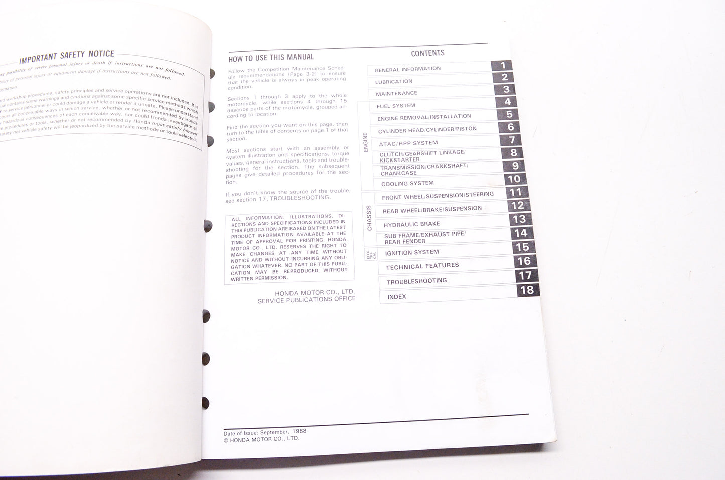 OEM Honda 61KS605 Service Shop Manual 86-91 CR125R