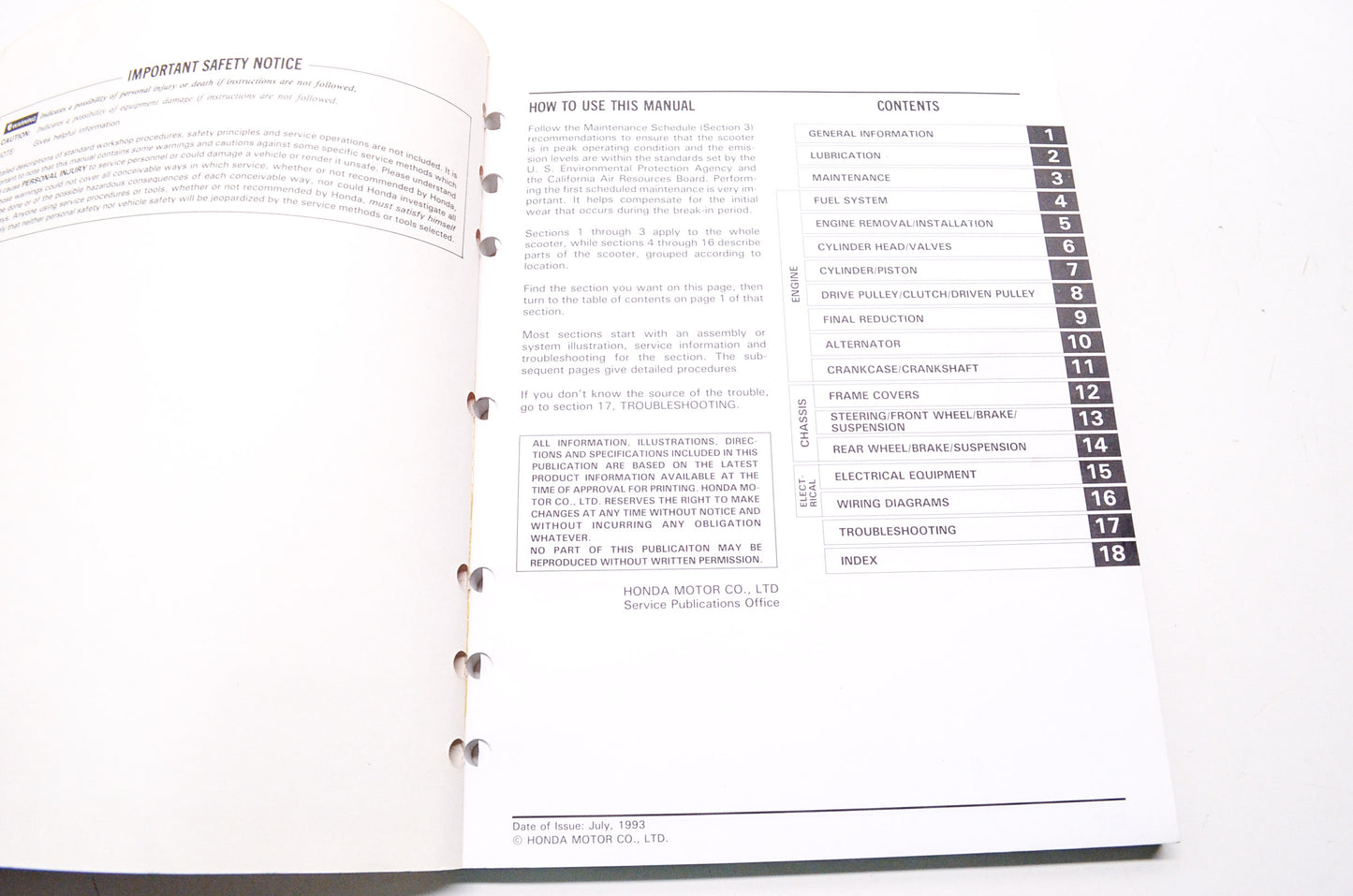 Honda Service Shop Manual 1985-2001 CH80 Elite