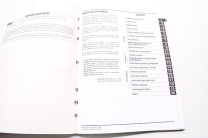 OEM Honda 61GS712 Service Shop Manual 1988-2001 SA50/SA50P Elite 50 LX/SR/S