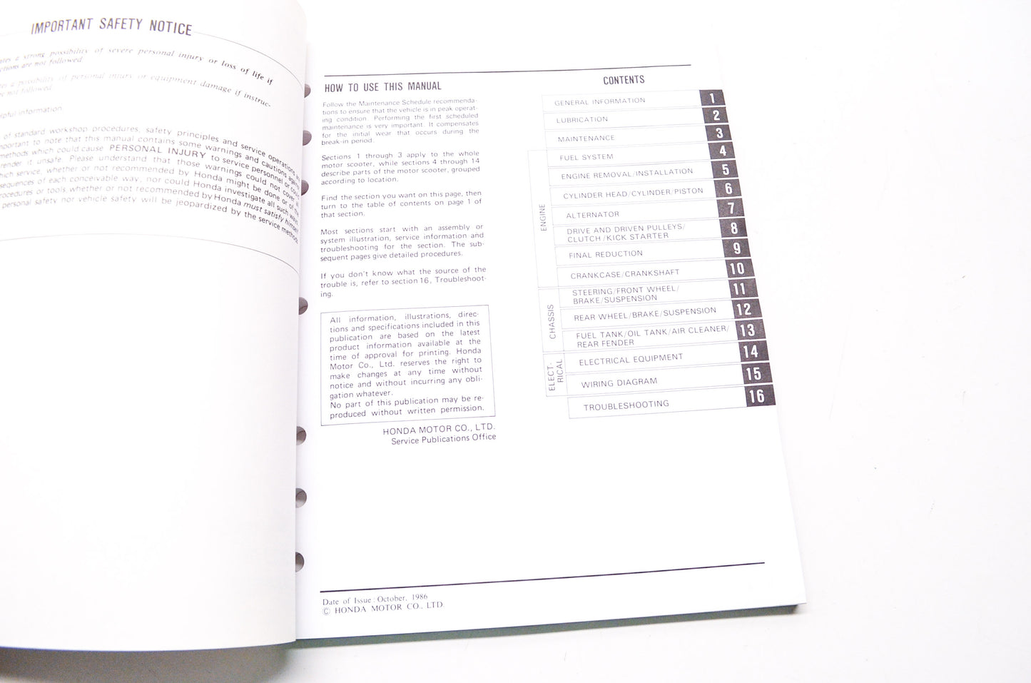 OEM Honda 61GK803 NQ50 Service Manual