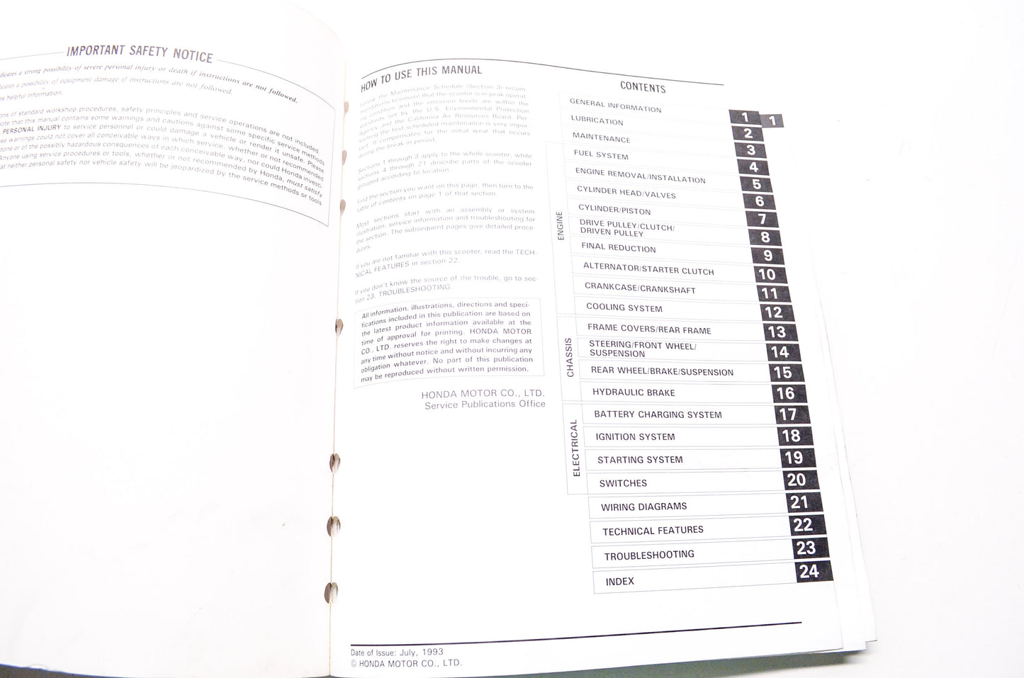 OEM Honda 61KS411 Service Manual CN250 97