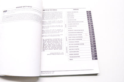 Honda Service Shop Manual 87-88 CBR1000F Hurricane