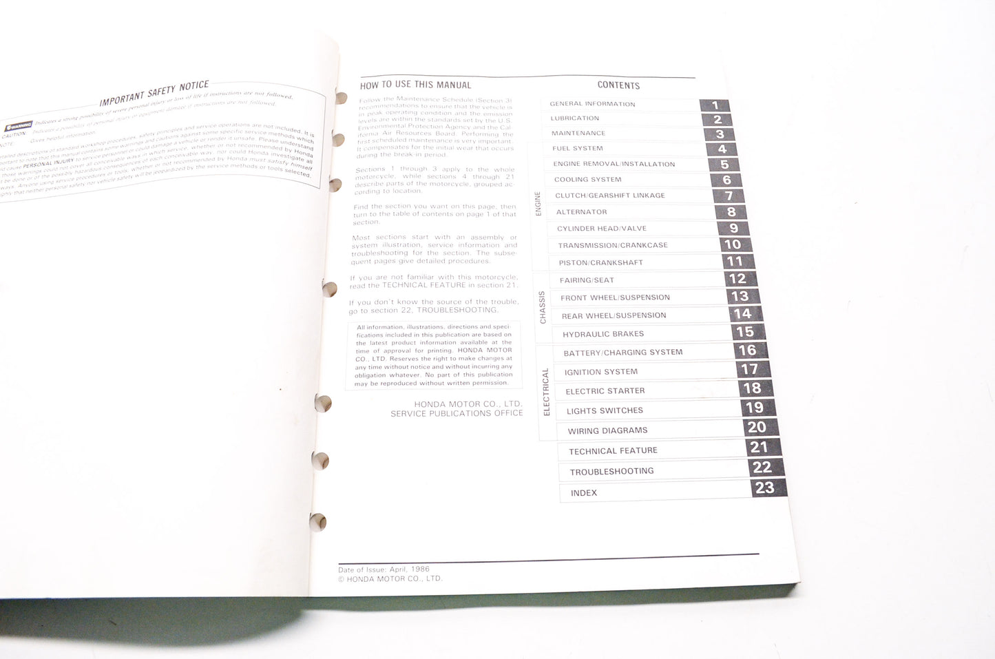 OEM Honda 61MJ401 VF1000RG <E> Service Manual