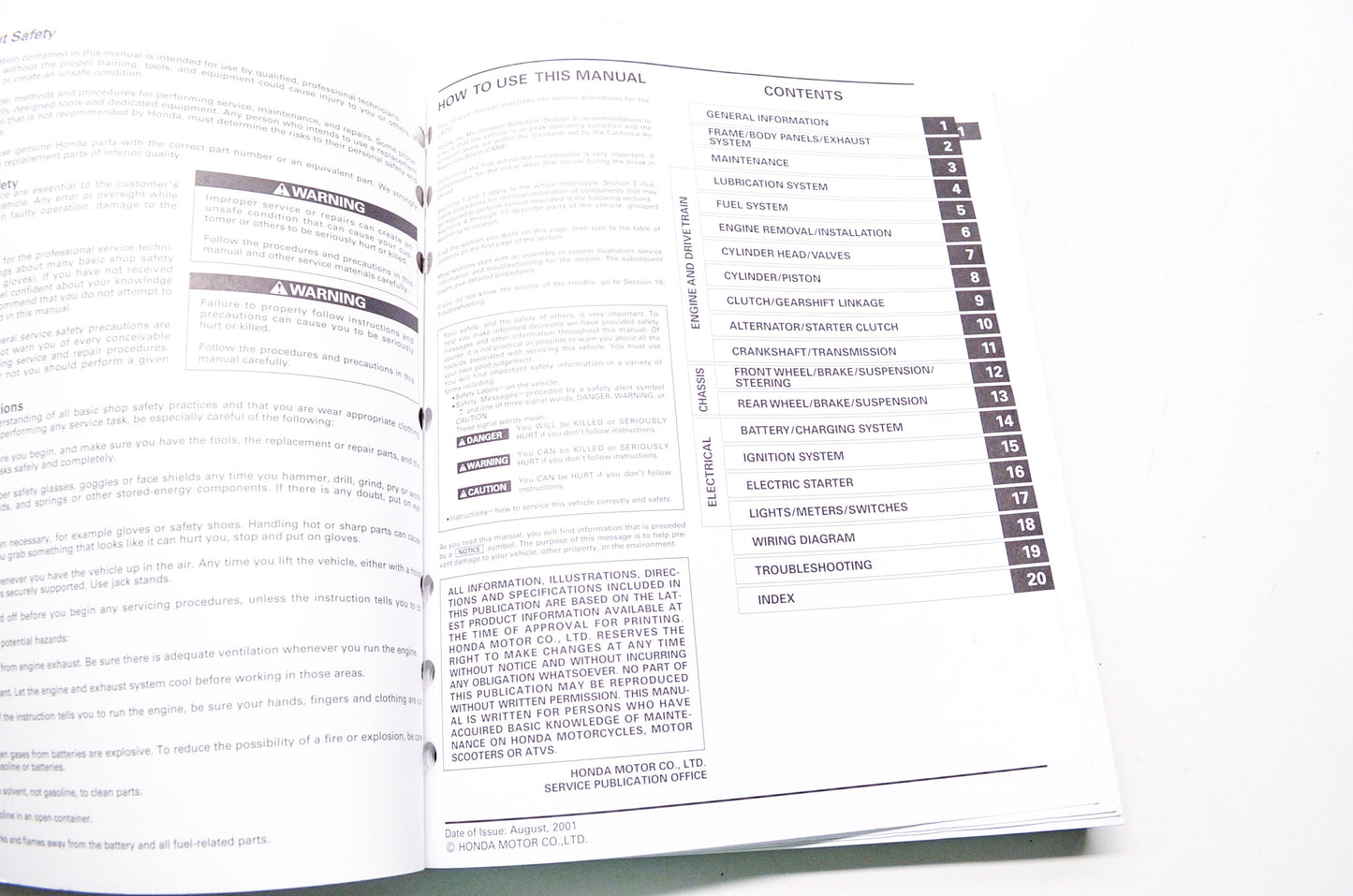 OEM Honda 61KPJ07 Service Manual CB250 01-08