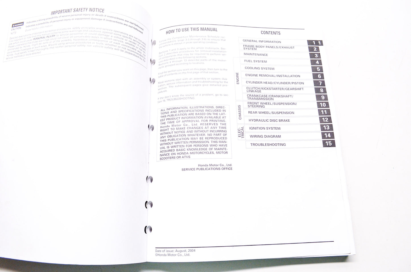 OEM Honda 61GBF12 CR80/85 95-07 Service Manual