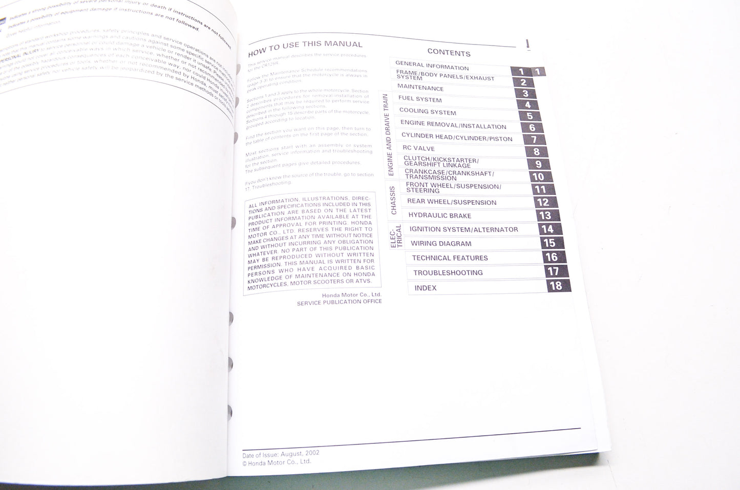 OEM Honda 61KSR03 CR125R 04-07 Service Manual