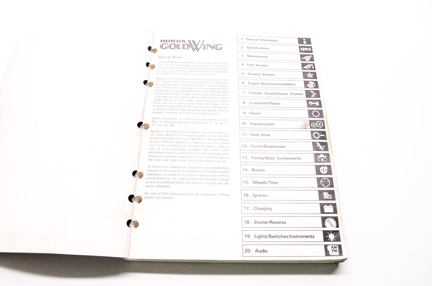 Honda Goldwing GL1500 1988 Service Shop Manual