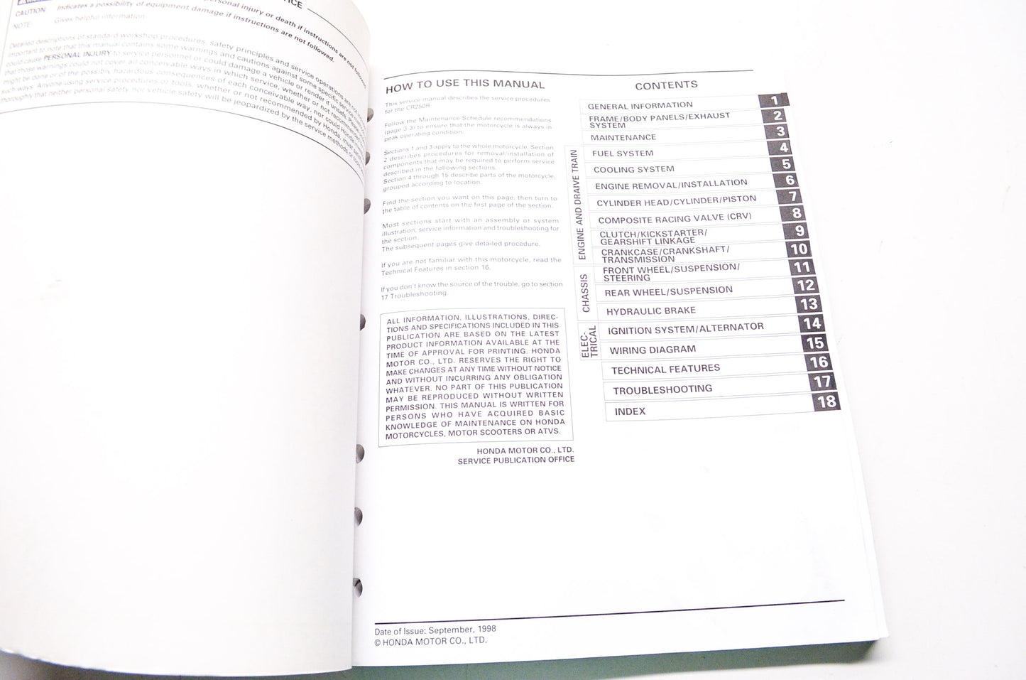 Honda Service Shop Manual 1997-1999 CR250R