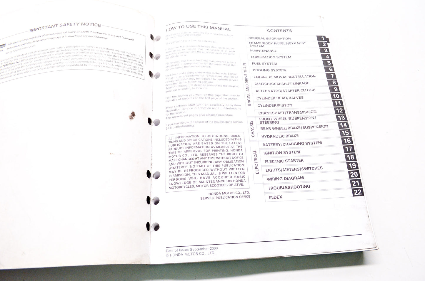 OEM Honda 61MBA05 Service Manual VT750C/CD/CD2