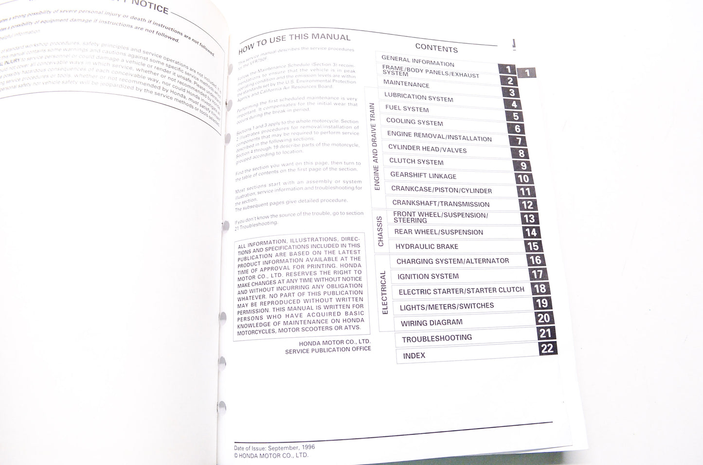 Honda Service Shop Manual 1997 VFR750F