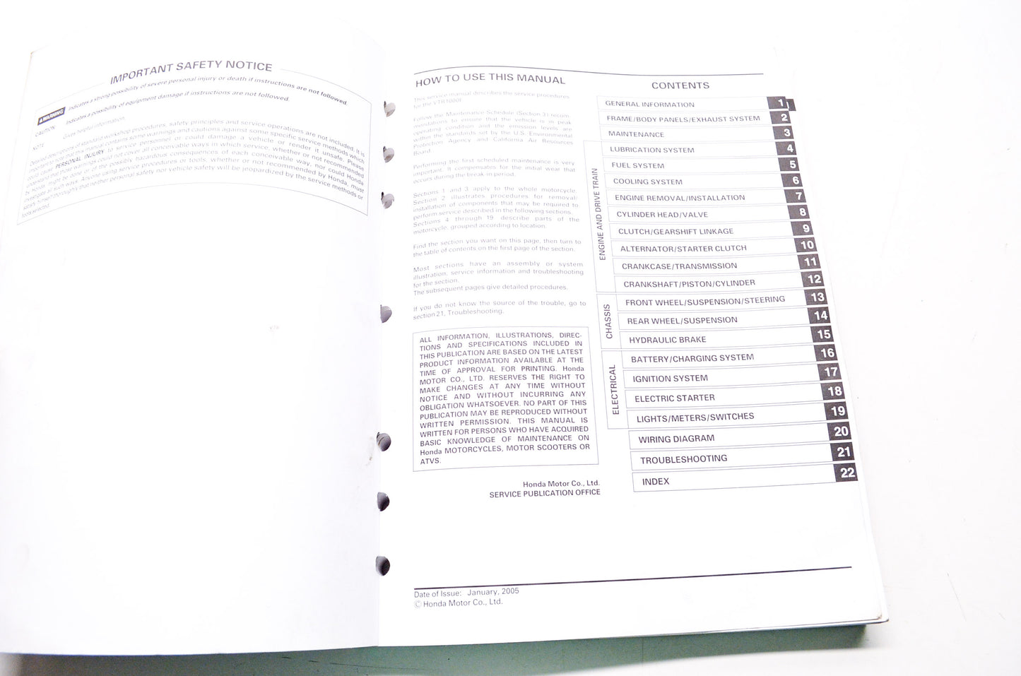 OEM Honda 61MBB07 Service Manual VTR1000F 98-05