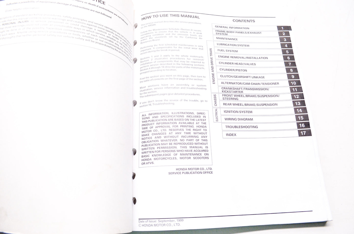 OEM Honda 61GEL03 XR50R 00-03 Service Manual