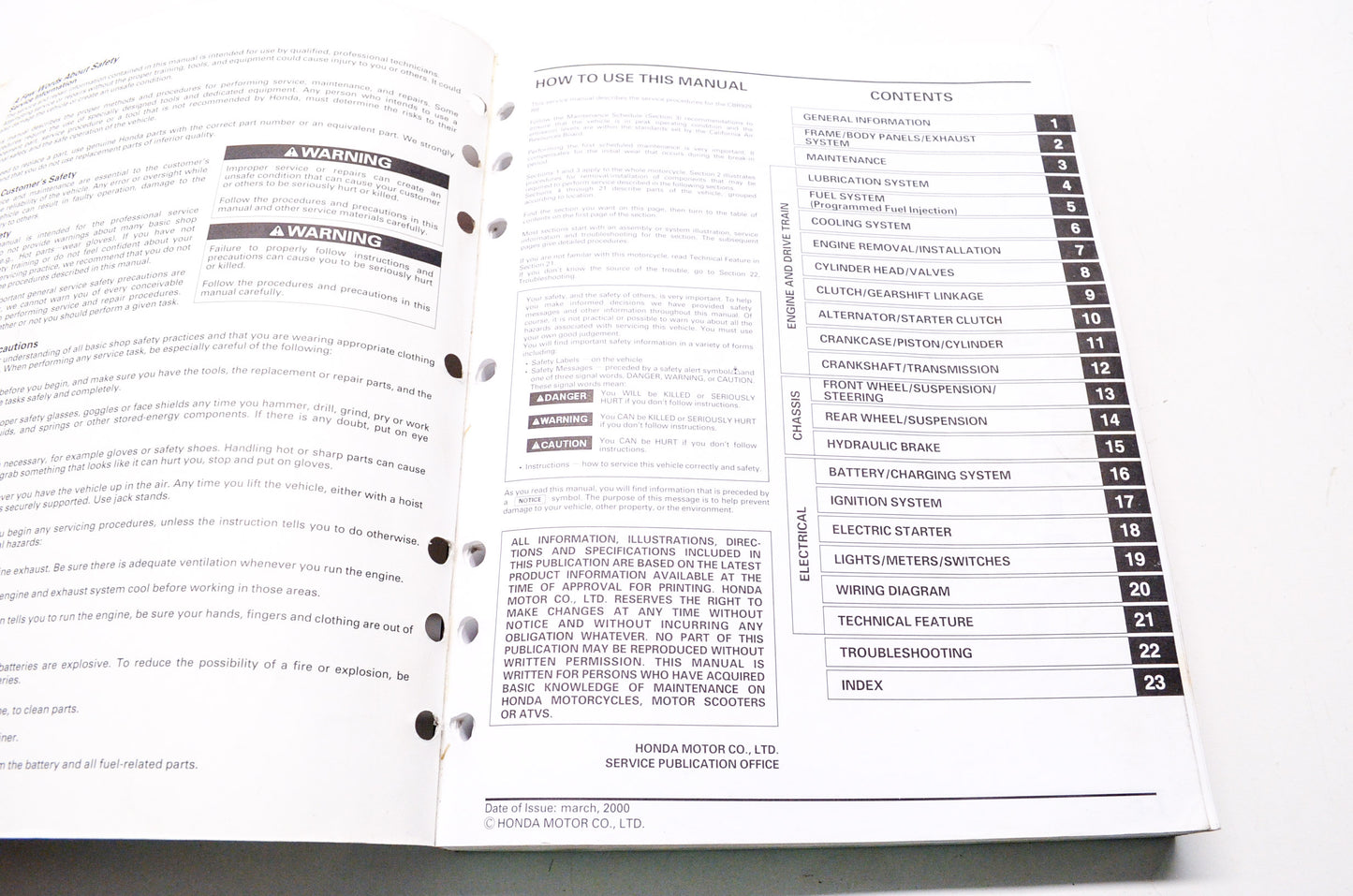 Honda Service Shop Manual 2000-2001 CBR929RR