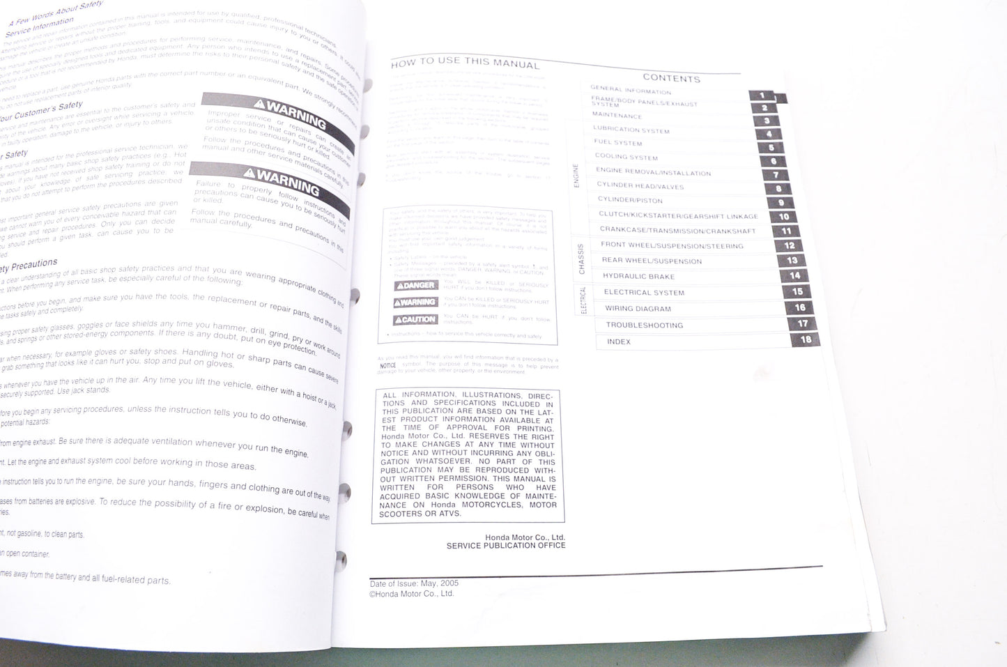 OEM Honda 61MEN51 CRF450R 05-06 Service Manual