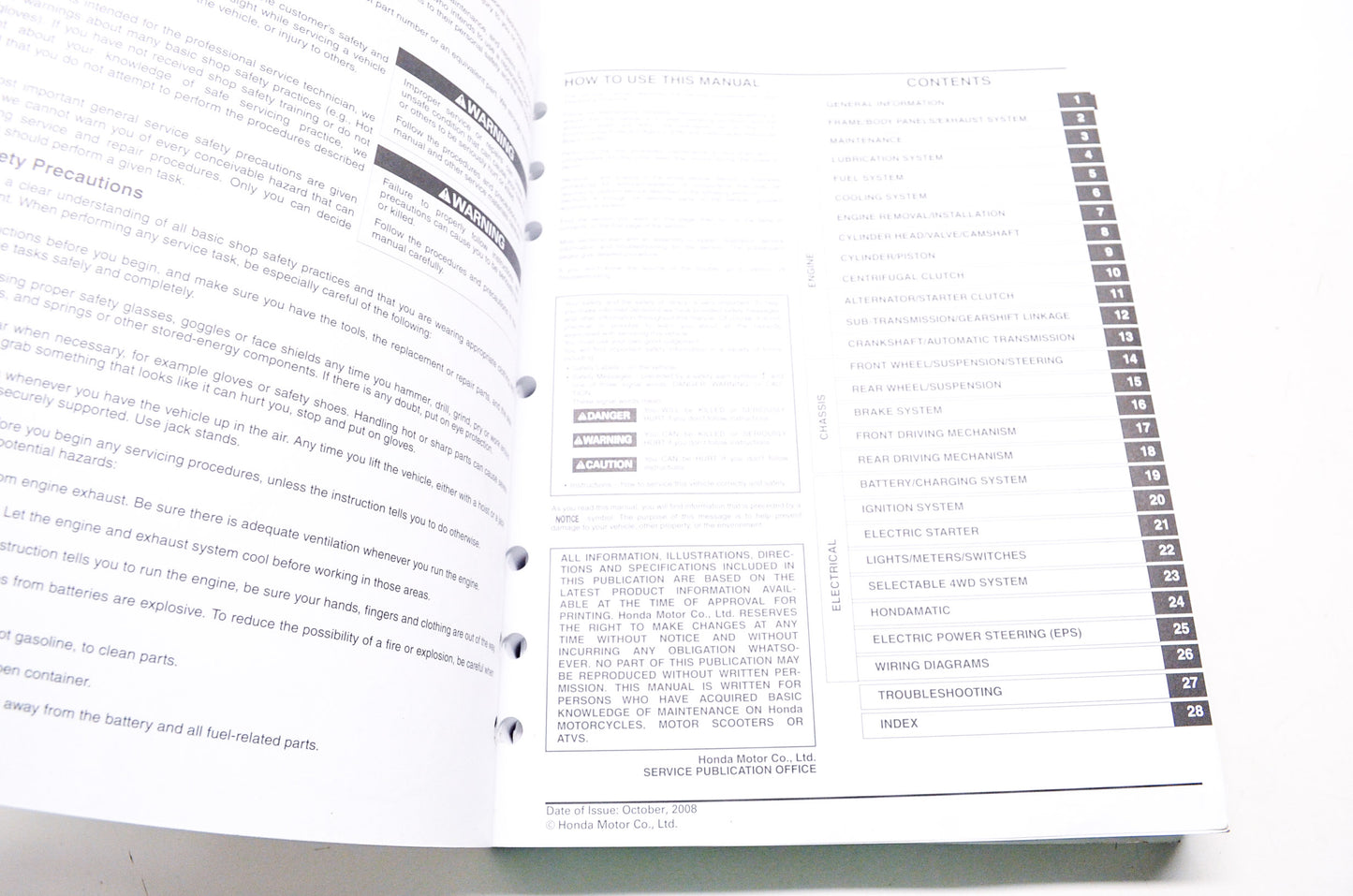 Honda Service Shop Manual 2005-2013 TRX500FA FGA FPA FourTrax Foreman Rubicon