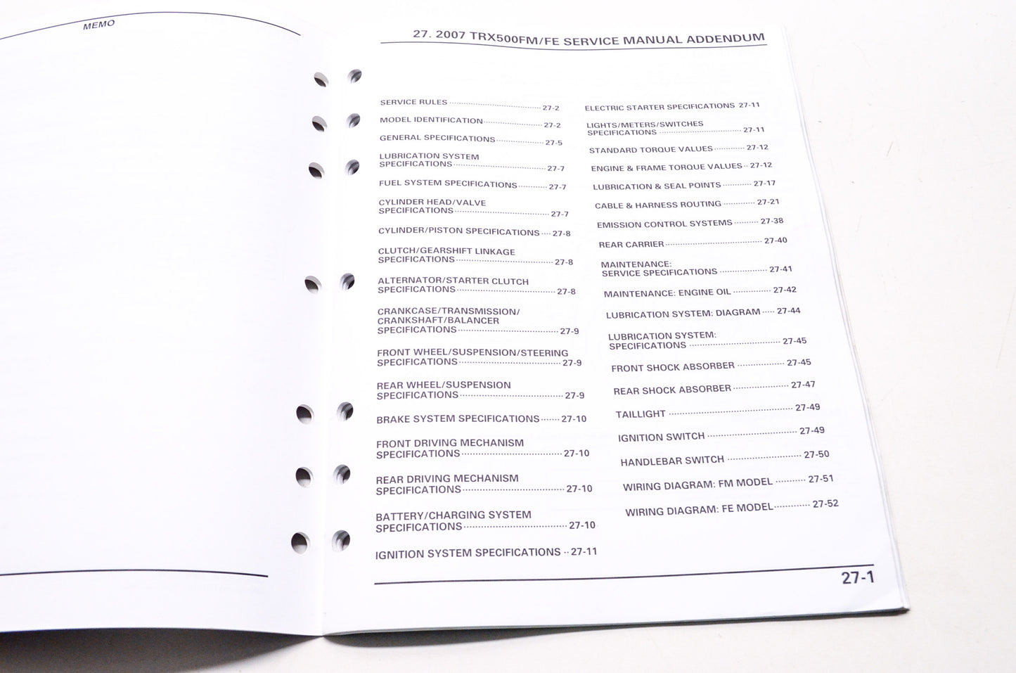 OEM Honda 61HP000Z Service Manual Supplement TRX500 07