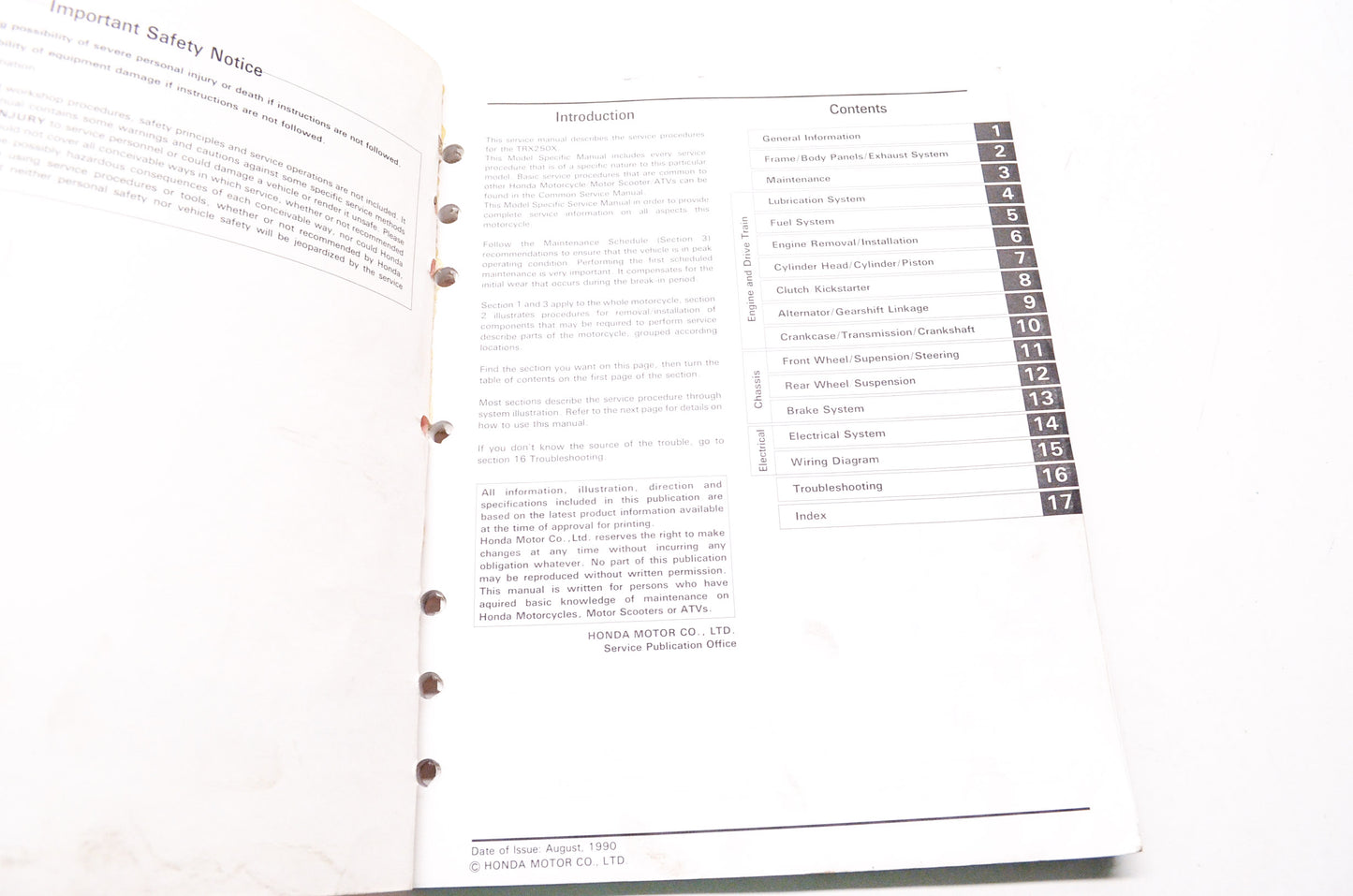 OEM Honda 61HC050 Service Manual, TRX250X'91,'92