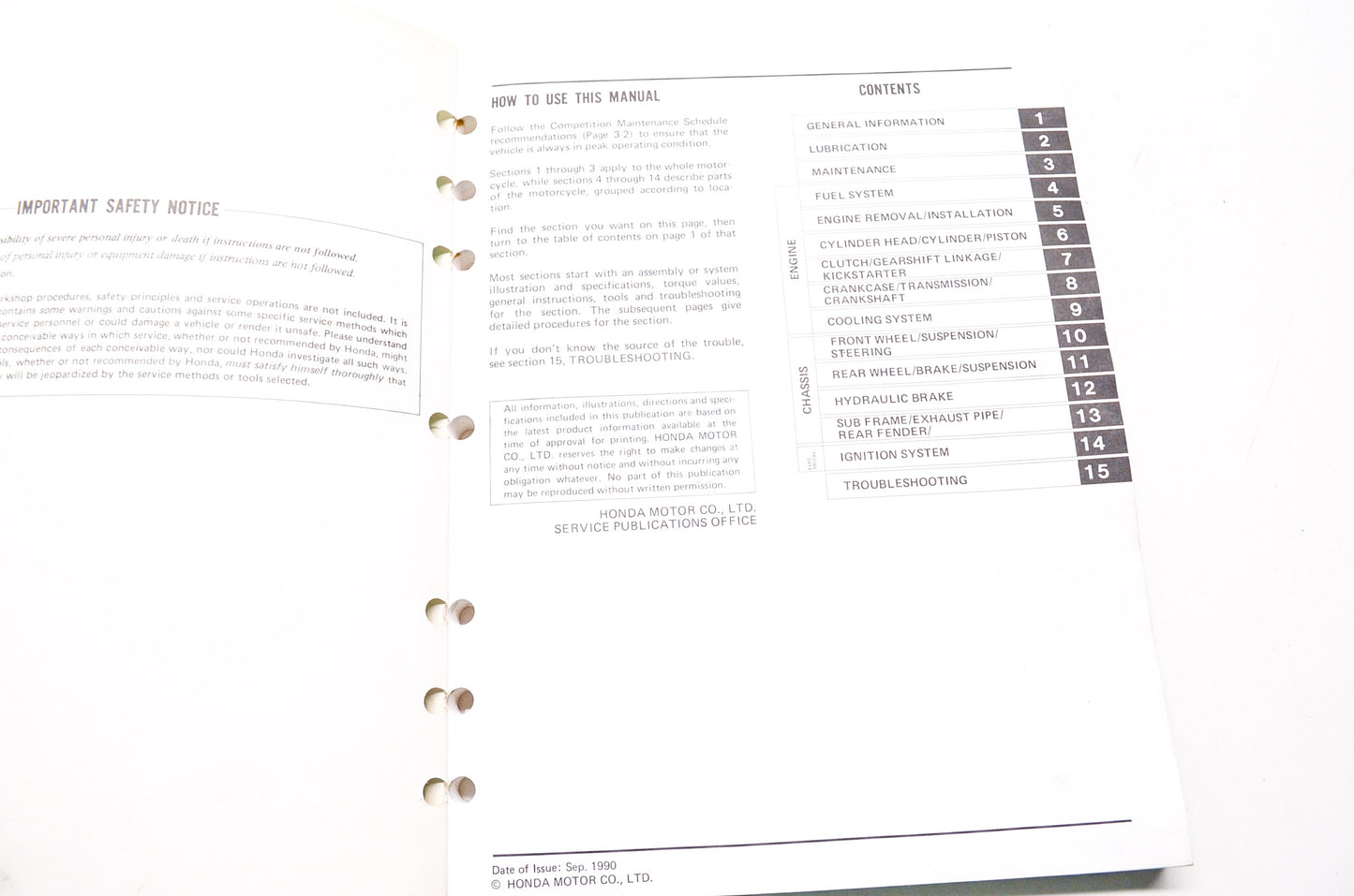 Honda Service Shop Manual 85-91 CR500R