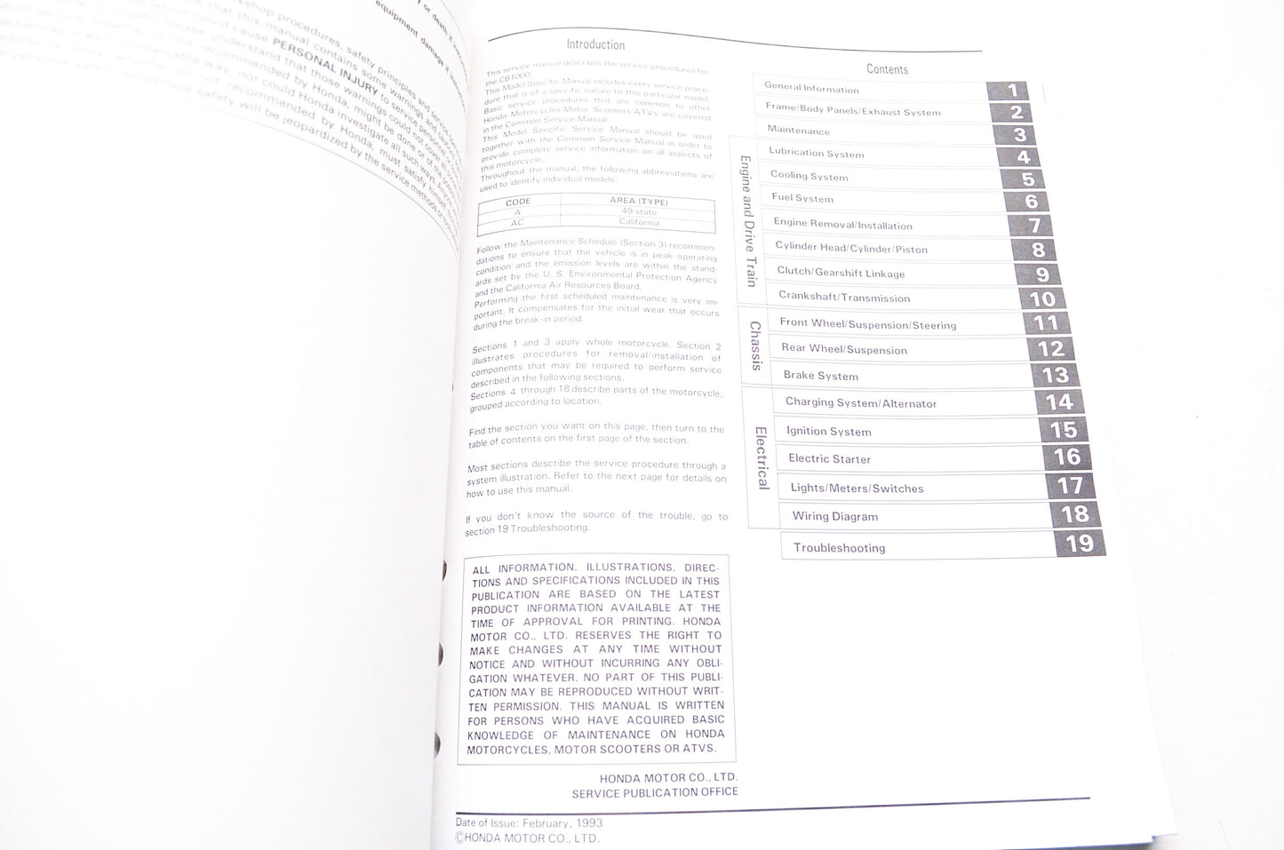 Honda Service Shop Manual 94-95 CB1000