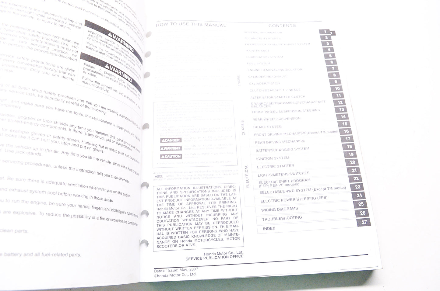 OEM Honda 61HP005 Service Manual TRX500 05-11