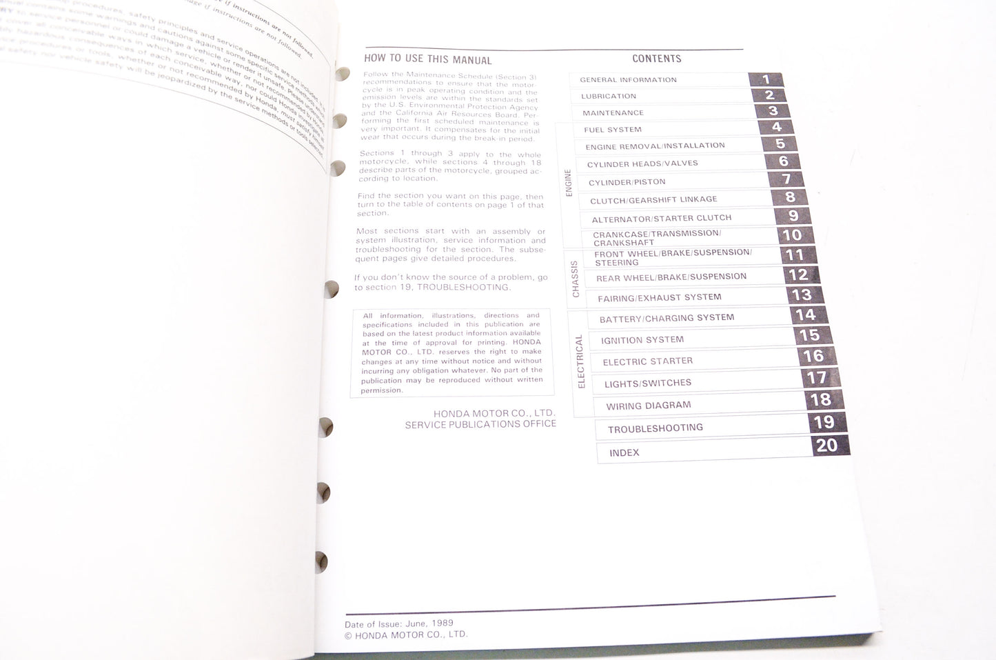 OEM Honda 61KY750 Service Shop Manual 89 NX125