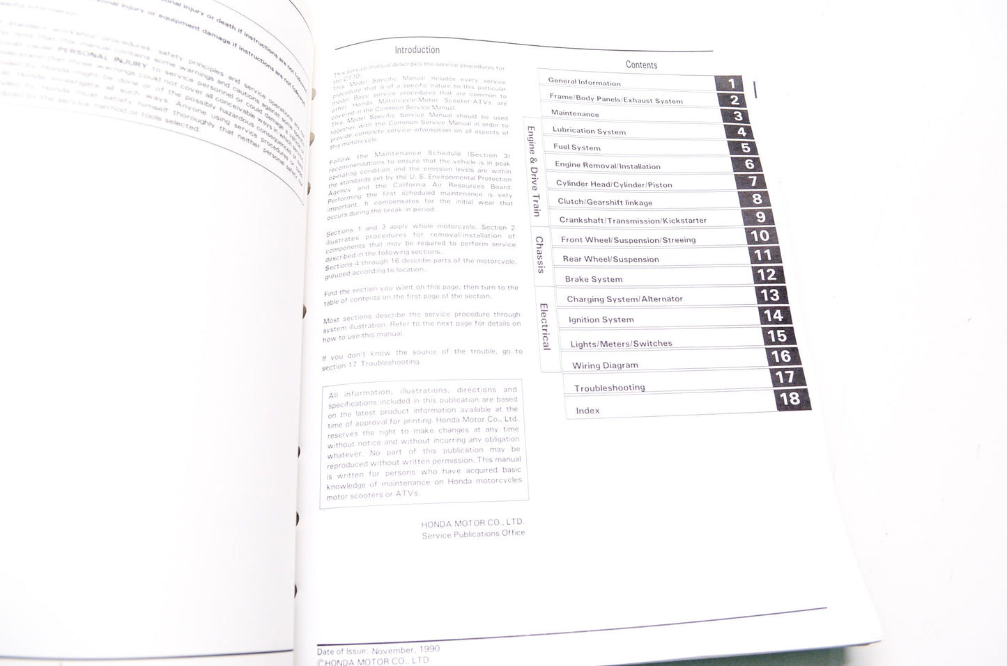 Honda Service Shop Manual 91-94 CT70