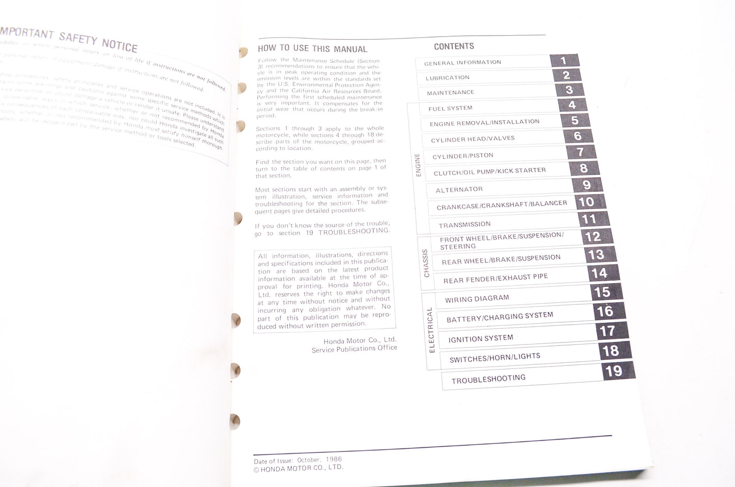 OEM Honda 61KL403 XL250R'84-'87 Service Manual
