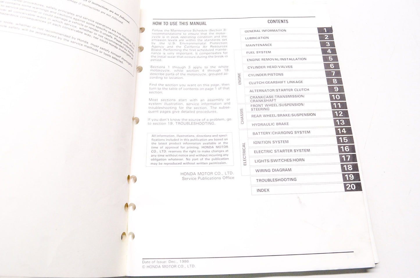 Honda Service Shop Manual 85-87 CMX250C Rebel