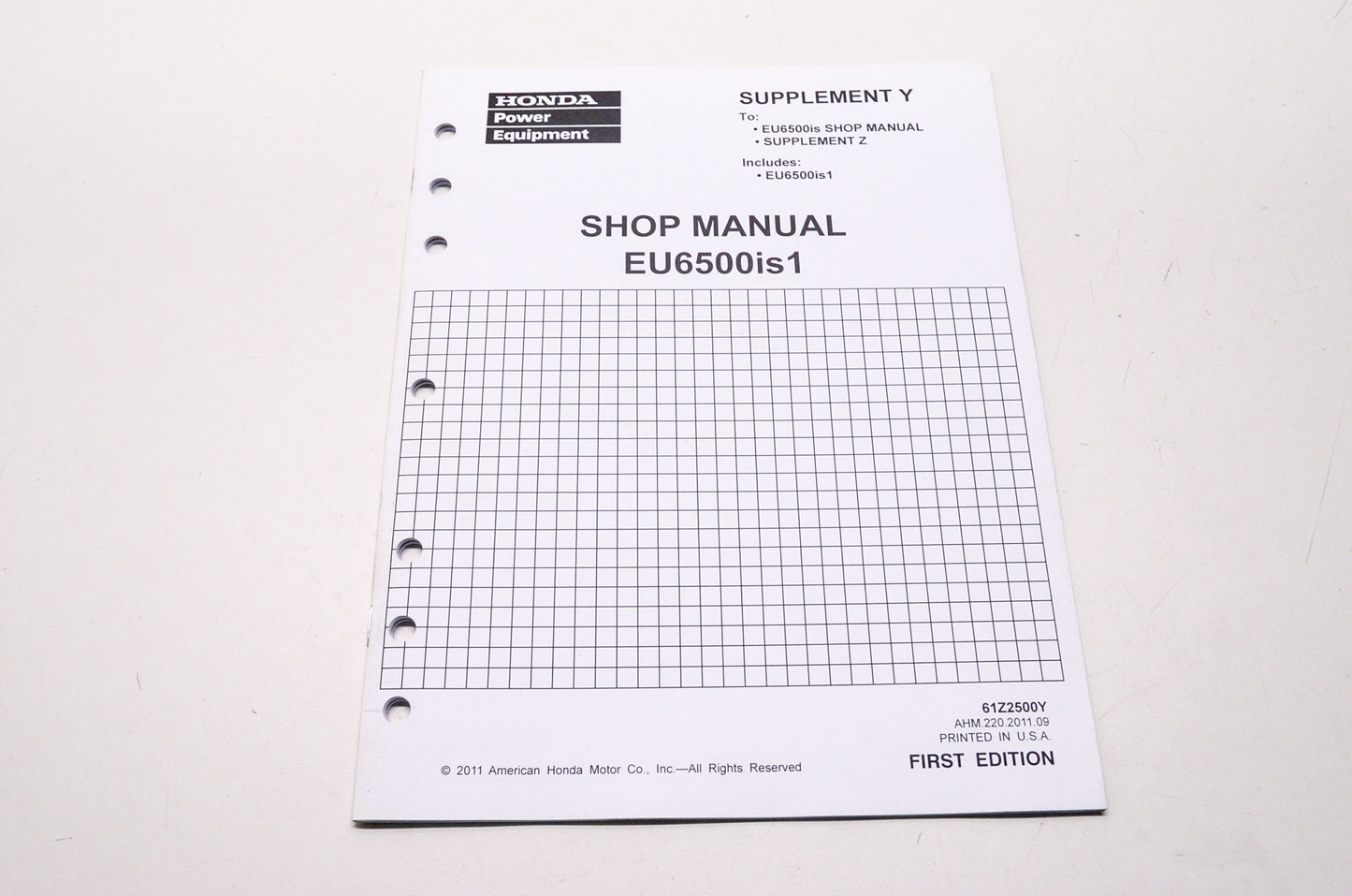 Honda Power Equipment Supplement Y Service Shop Manual EU6500is1 First Edition