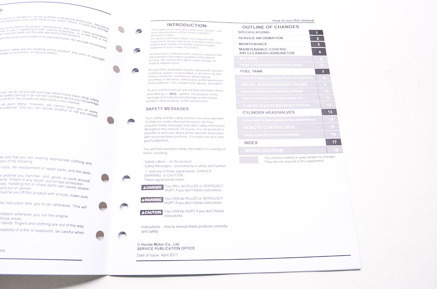 Honda Power Equipment Supplement Y Service Shop Manual EU6500is1 First Edition