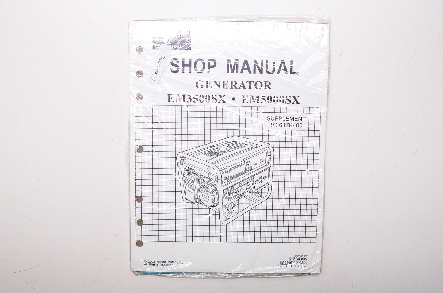 New Honda Equipment Service Shop Manual Supplement Generator EM3500SX EM5000SX