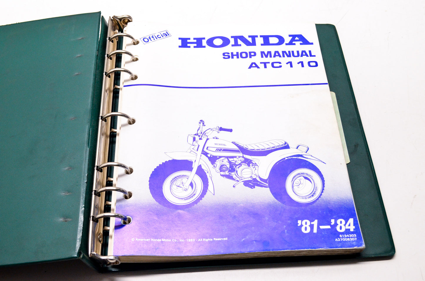 OEM Honda 6194303 Service Manual ATC110 81-84
