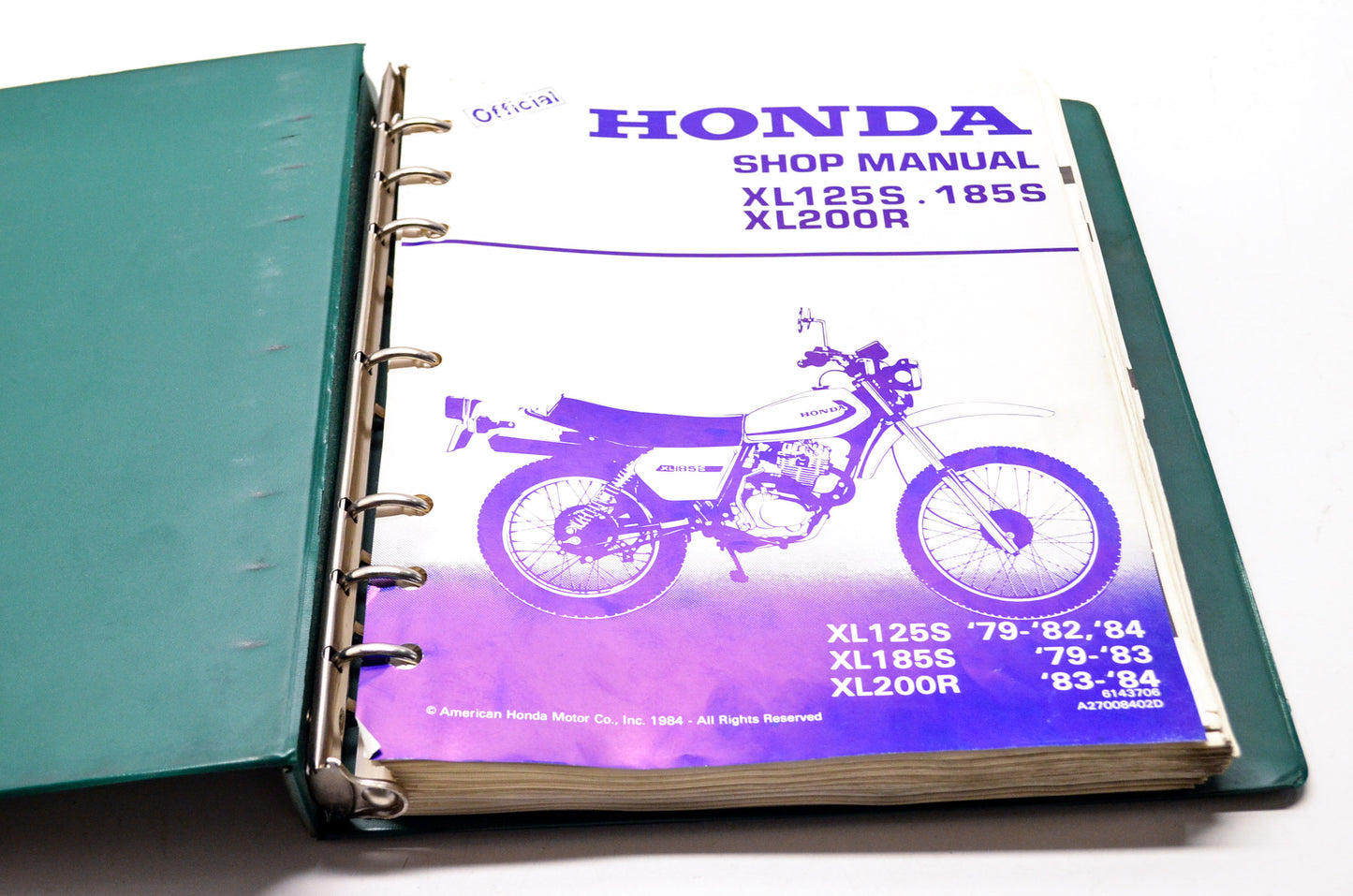 OEM Honda 6143706 Service Manual XL125S0185S
