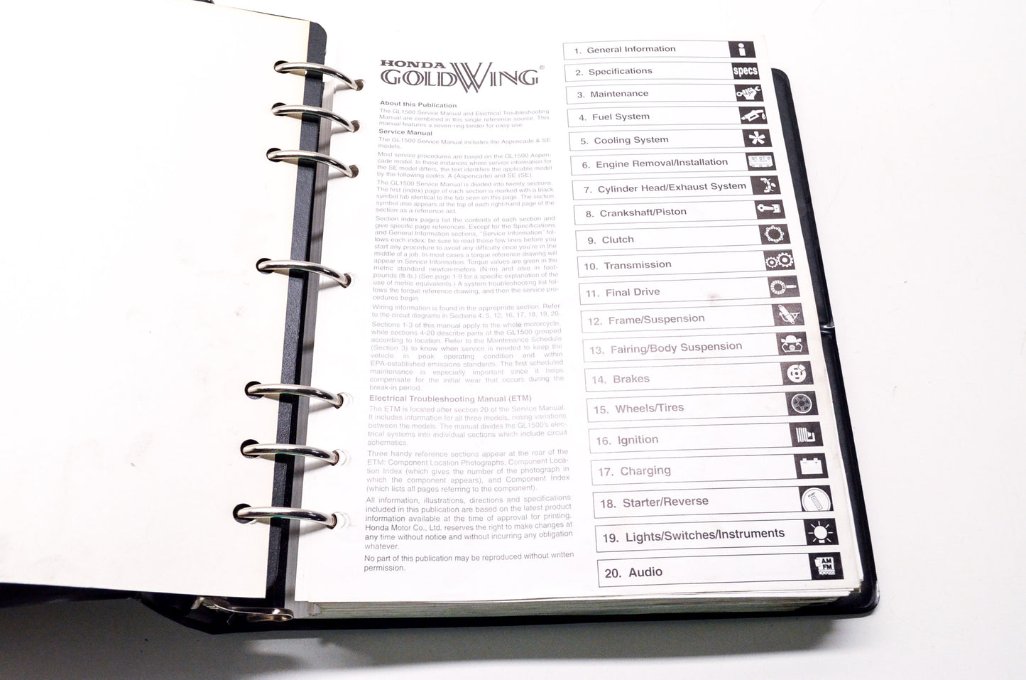 Honda Goldwing GL1500 99 Service Shop & Electrical Troubleshooting Manual