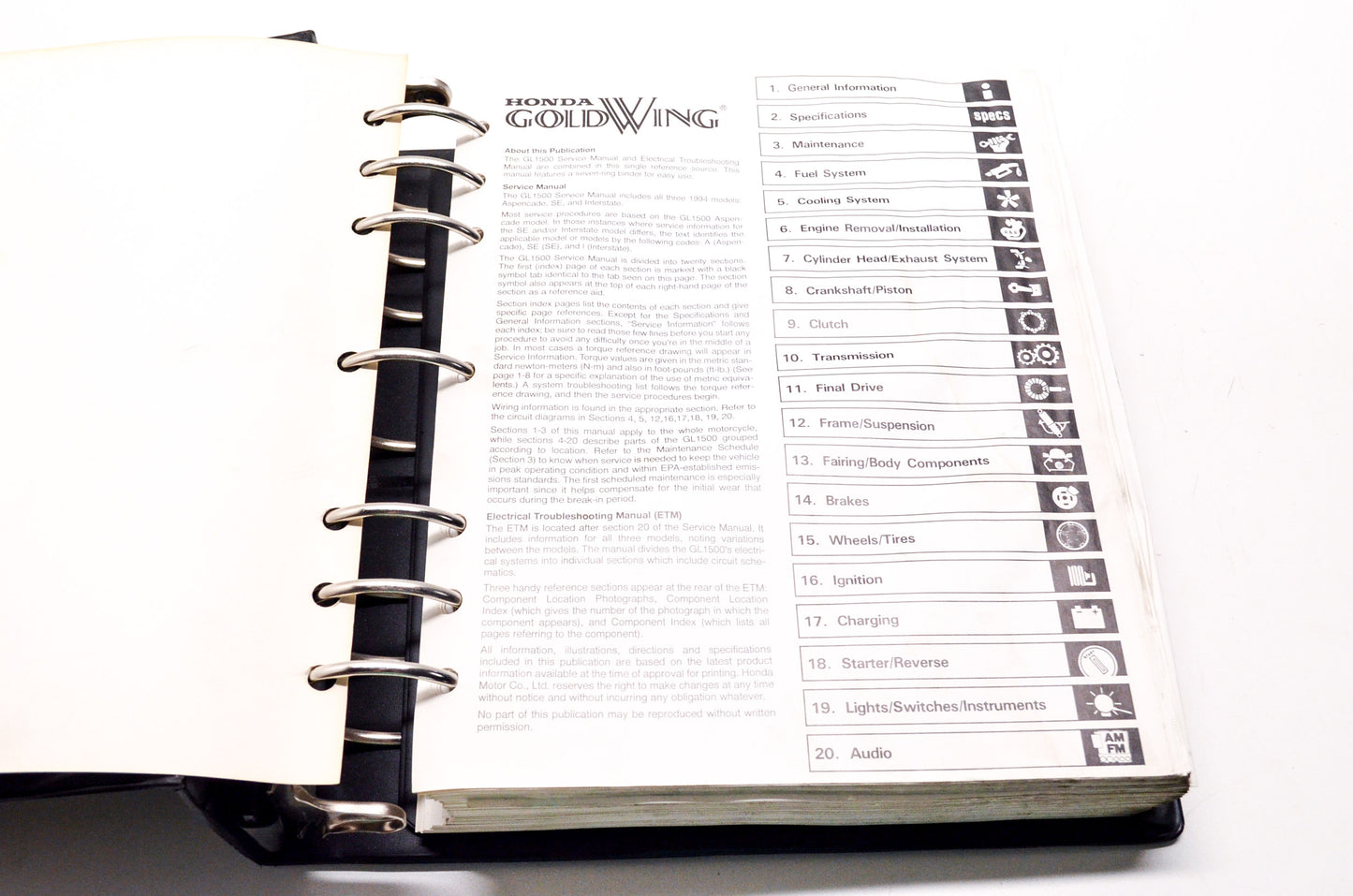 Honda Goldwing GL1500 94 Service Shop & Electrical Troubleshooting Manual