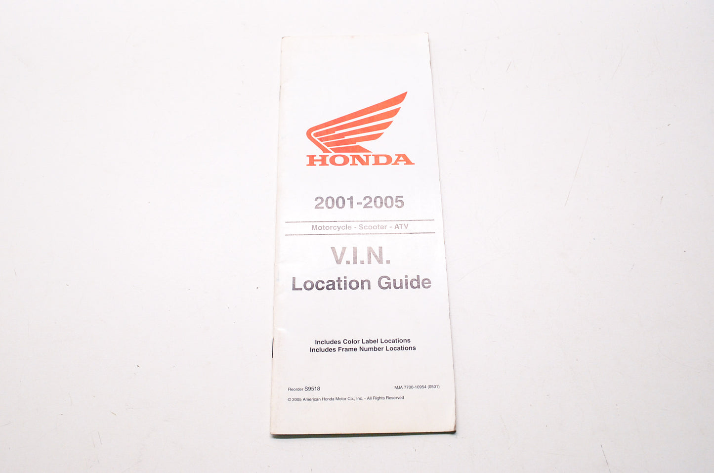 OEM Honda S9518, MJA 7700-10954 (0501), 20000501 2001-2005 Motorcycle Scooter AT