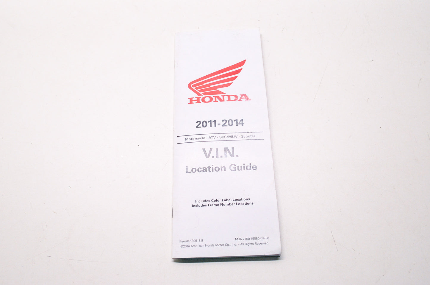 OEM Honda S9518.9, MJA 7700-15080 (1407), 1100.14.08 2011-2014 Motorcycle ATV Sx