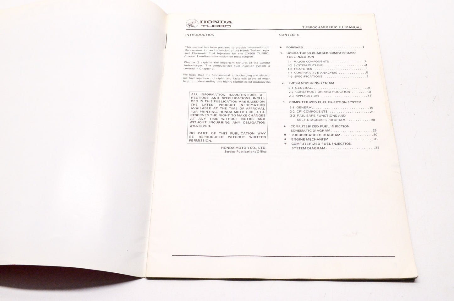 Honda Turbocharger/Computerized Fuel Injection Manual CX500 Turbo