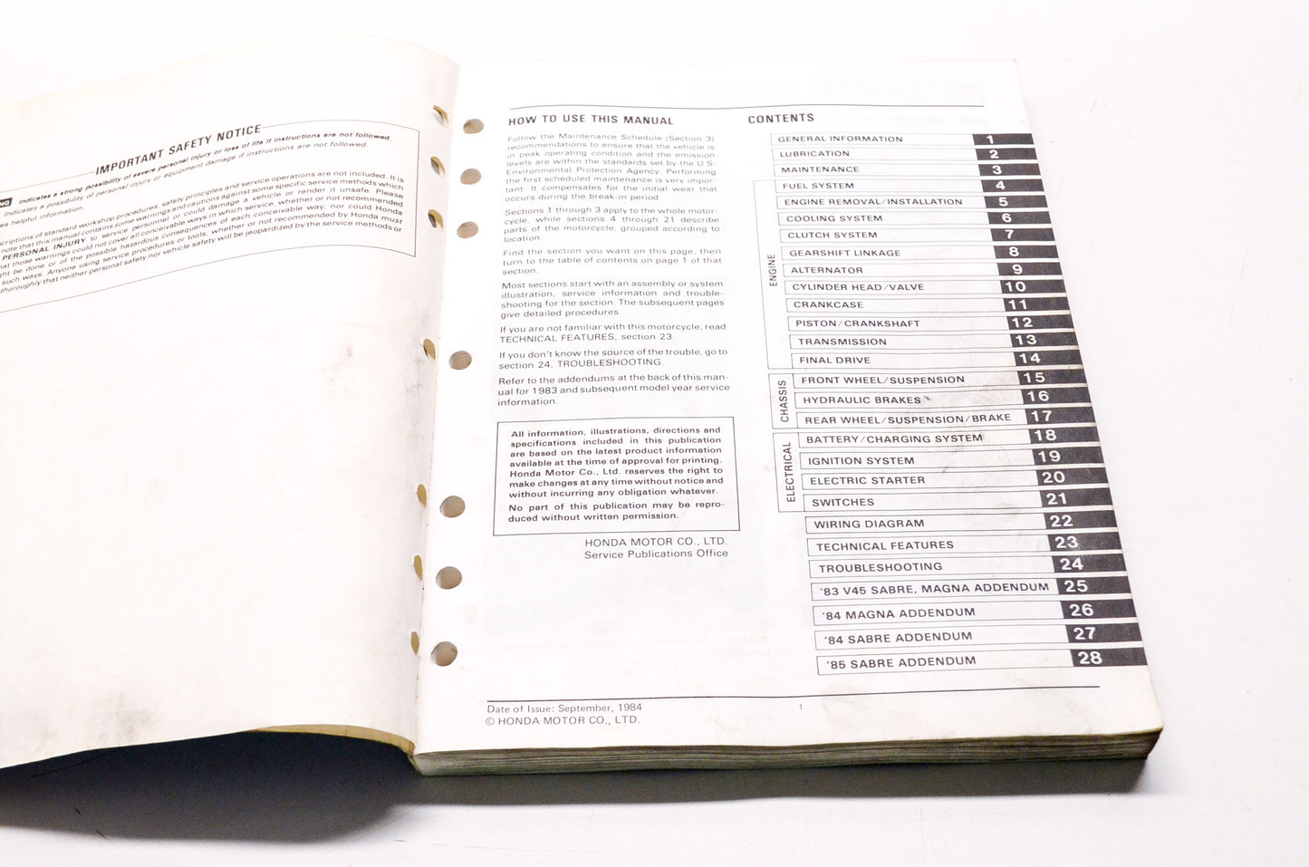 Honda Official Service Shop Manual VF700S VF750S VF700C VF750C 82-85