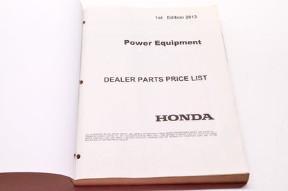 OEM Honda 00X13-HPE-A01 Power Equipment Dealer Parts Price List 2013 First Editi